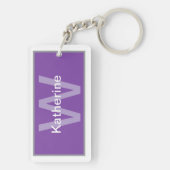 Elegant roze, paarse en zilveren marmerpatroon sleutelhanger (achterkant)