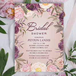 Elegant Roze Paarse Floral Vrijgezellenfeest Kaart