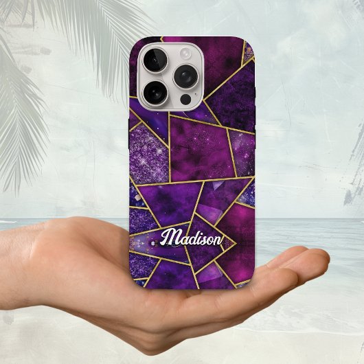 Elegant roze paarse girly geometrisch Case-Mate iPhone case