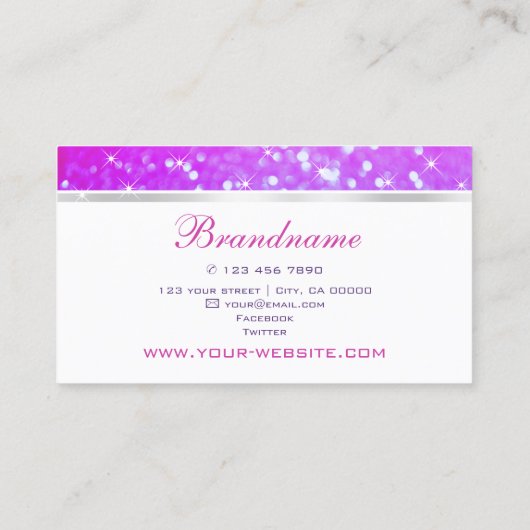 Elegant Roze Paarse Glitter Sparkle Stars Precious Visitekaartje (Achterkant)
