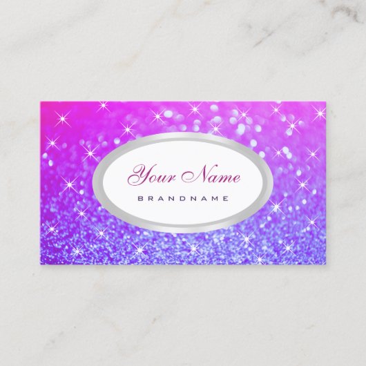 Elegant Roze Paarse Glitter Sparkle Stars Precious Visitekaartje (Voorkant)