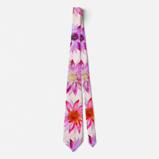 Elegant roze Paarse Glitter Waterverf Flowers Stropdas (Voorkant)