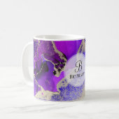 Elegant roze Paarse goudmonogram koffie Mok (Voorkant links)