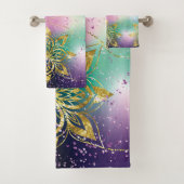 Elegant Roze paarse groene feestdag Snowflakes ste Bad Handdoek (Insitu)