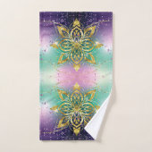 Elegant Roze paarse groene feestdag Snowflakes ste Bad Handdoek (Handdoek)