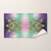 Elegant Roze paarse groene feestdag Snowflakes ste Bad Handdoek (Handdoek)