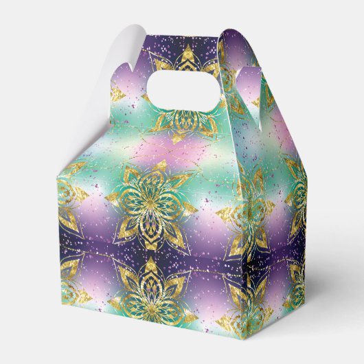 Elegant Roze paarse groene feestdag Snowflakes ste Bedankdoosjes (Achterkant)