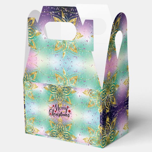 Elegant Roze paarse groene feestdag Snowflakes ste Bedankdoosjes (Geopend)