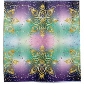 Elegant Roze paarse groene feestdag Snowflakes ste Douchegordijn (Voorkant)