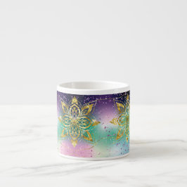 Elegant Roze paarse groene feestdag Snowflakes ste Espresso Kop