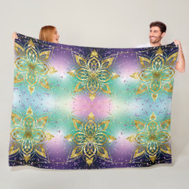 Elegant Roze paarse groene feestdag Snowflakes ste Fleece Deken