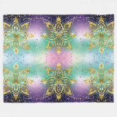 Elegant Roze paarse groene feestdag Snowflakes ste Fleece Deken (Voorkant (Horizontaal))