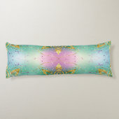 Elegant Roze paarse groene feestdag Snowflakes ste Lichaamskussen (Achterkant)