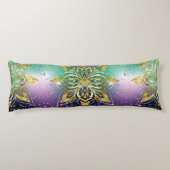 Elegant Roze paarse groene feestdag Snowflakes ste Lichaamskussen (Achterkant)