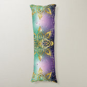 Elegant Roze paarse groene feestdag Snowflakes ste Lichaamskussen (Voorkant Verticaal)