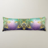 Elegant Roze paarse groene feestdag Snowflakes ste Lichaamskussen (Voorkant)