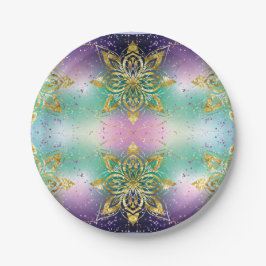 Elegant Roze paarse groene feestdag Snowflakes ste Papieren Bordje