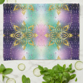 Elegant Roze paarse groene feestdag Snowflakes ste Theedoek (Gevouwen)