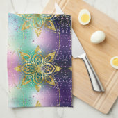 Elegant Roze paarse groene feestdag Snowflakes ste Theedoek (Quarter Fold)