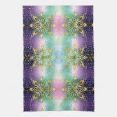 Elegant Roze paarse groene feestdag Snowflakes ste Theedoek (Verticaal)