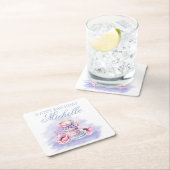 Elegant Roze Paarse Happy Birthday Tea Party Kartonnen Onderzetters (Insitu)