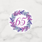 Elegant Roze Paarse krans 65th Verjaardag Confetti (Kleine voorkant)