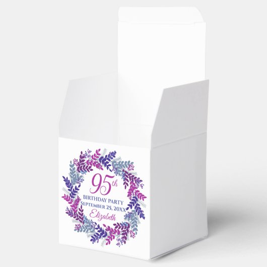 Elegant Roze Paarse krans 95e verjaardagsfeestje Bedankdoosjes (Geopend)