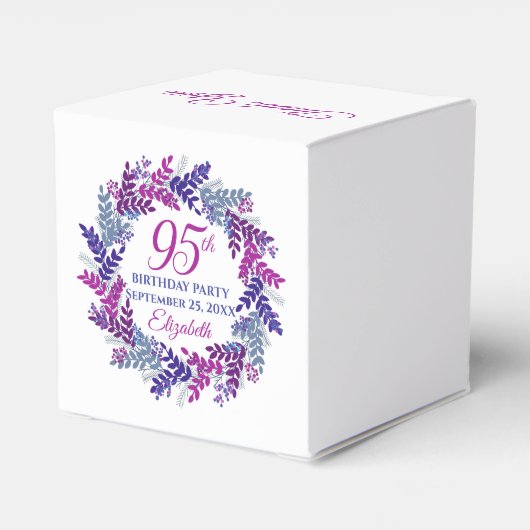 Elegant Roze Paarse krans 95e verjaardagsfeestje Bedankdoosjes (Achterkant)