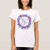 Elegant Roze Paarse krans Monogram 75e Verjaardag T-shirt (Voorkant)