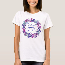 Elegant Roze Paarse krans Monogram 75e Verjaardag T-shirt