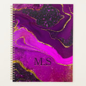 Elegant roze paarse marmer faux goud glitter planner (Voorkant)
