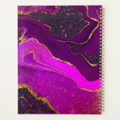 Elegant roze paarse marmer faux goud glitter planner (Achterkant)