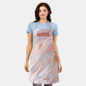 Elegant Roze Paarse Marmeren Chique Gepersonalisee Schort (Gedragen)