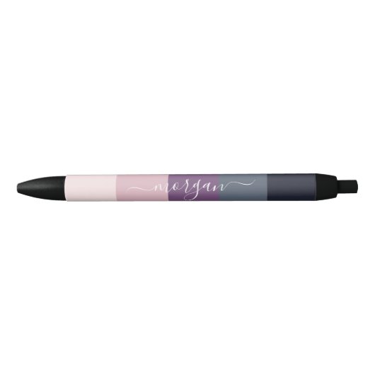 Elegant roze Paarse monogram Zwarte Inkt Pen (Voorkant)