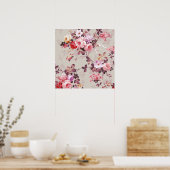  Elegant Roze Paarse Rozen Patroon Poster (Keuken)