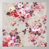  Elegant Roze Paarse Rozen Patroon Poster (Voorkant)