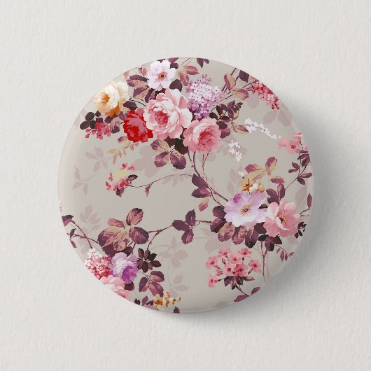 Elegant Roze Paarse Rozen Patroon Ronde Button 5,7 Cm (Voorkant)