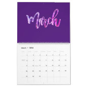 Elegant Roze Paarse Script Typografie Modern Kalender (Mar 2026)