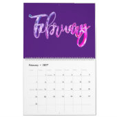 Elegant Roze Paarse Script Typografie Modern Kalender (Feb 2027)