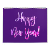 Elegant Roze Paarse Script Typografie Modern Kalender (Hoes)
