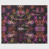 Elegant Roze Paarse Stars Pattern Merry Kerstry Cadeaupapier (Vlak)