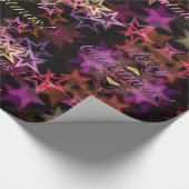 Elegant Roze Paarse Stars Pattern Merry Kerstry Cadeaupapier (Hoek)