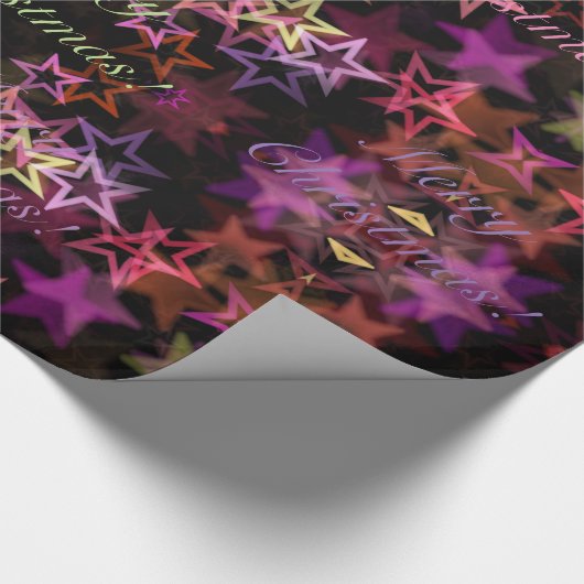 Elegant Roze Paarse Stars Pattern Merry Kerstry Cadeaupapier (Hoek)