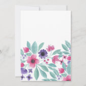 Elegant Roze Paarse Waterverf Bloemenbruiloft Kaart (Achterkant)