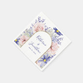 Elegant Roze Paarse Waterverf Bloemenbruiloft Servet (Hoek)