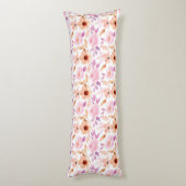 Elegant roze Paarse Waterverf Floral White Lichaamskussen (Achterkant (Verticaal))