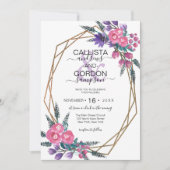 Elegant roze Paarse Waterverf Flowers Weddenschap Kaart (Voorkant)