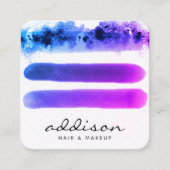 Elegant roze Paarse Waterverf Strokes Signature Vierkante Visitekaartje (Voorkant)