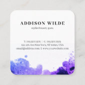 Elegant roze Paarse Waterverf Strokes Signature Vierkante Visitekaartje (Achterkant)