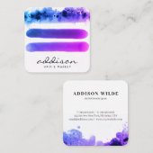 Elegant roze Paarse Waterverf Strokes Signature Vierkante Visitekaartje (Voorkant / Achterkant)